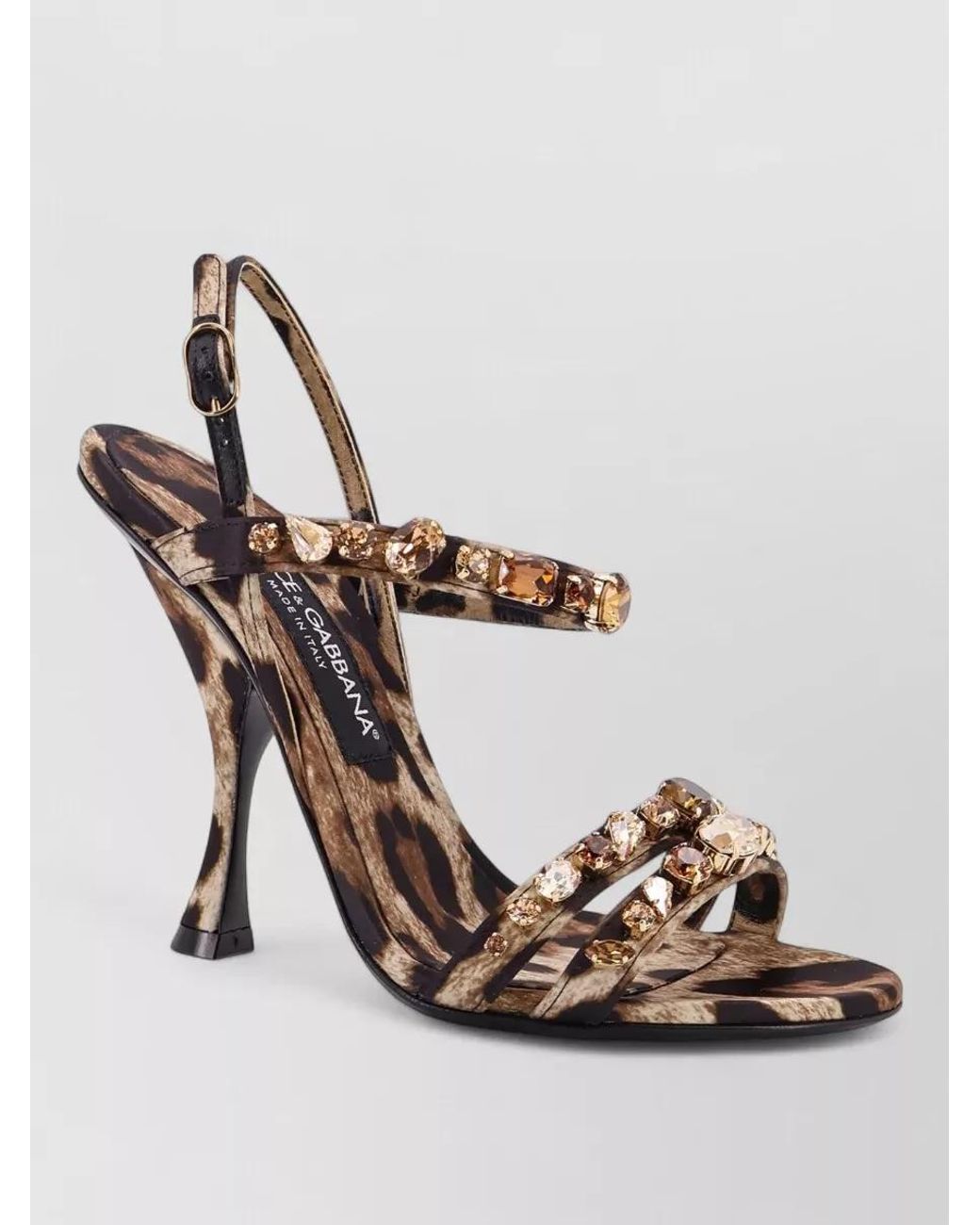 Dolce & Gabbana Metallic Leopard-Print Satin Sandals