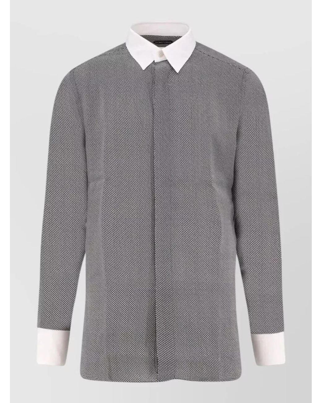 Tom Ford Gray Silk Graphic Print Shirt for men