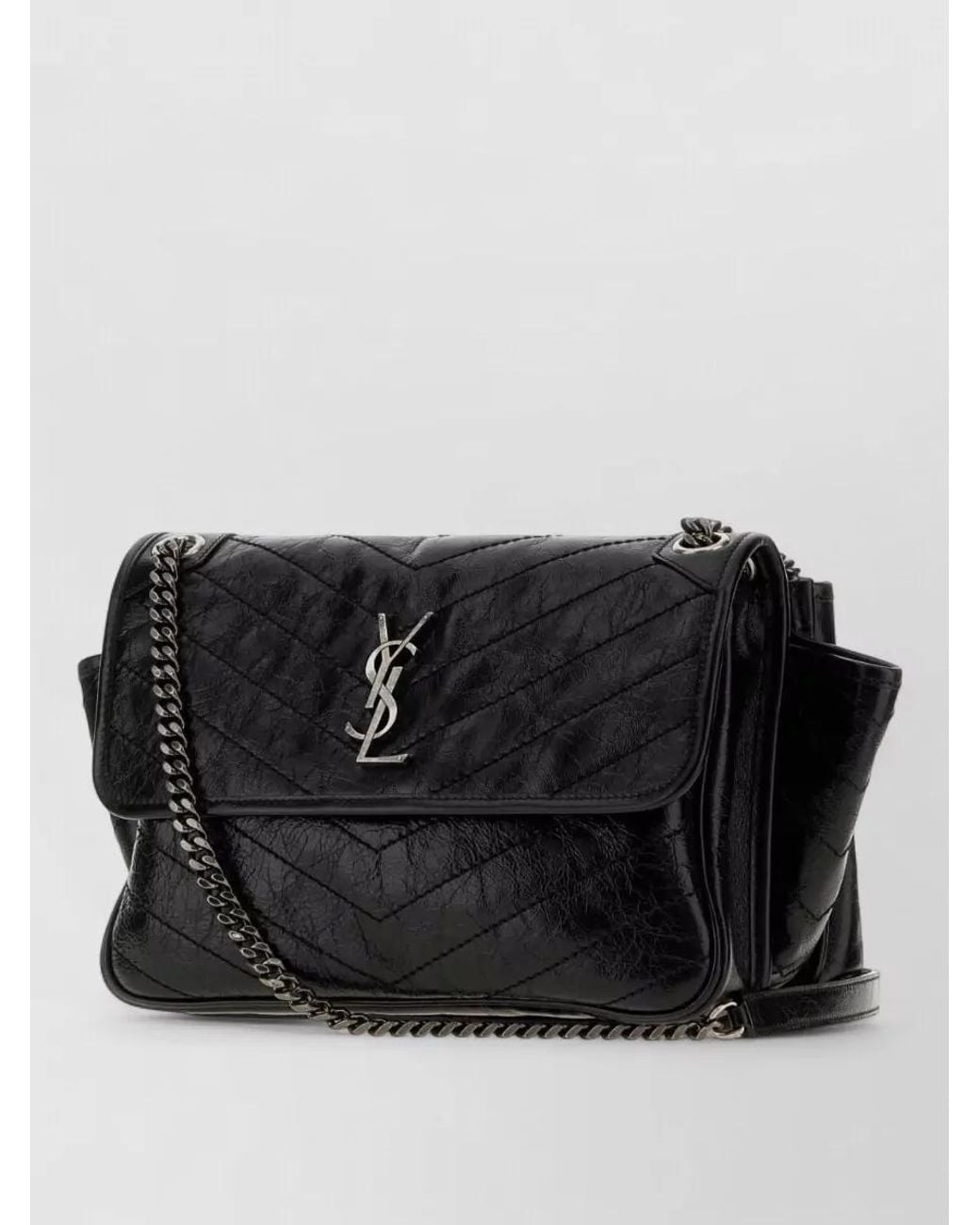 Saint Laurent Black Niki Tripouch Leather Clutch Bag