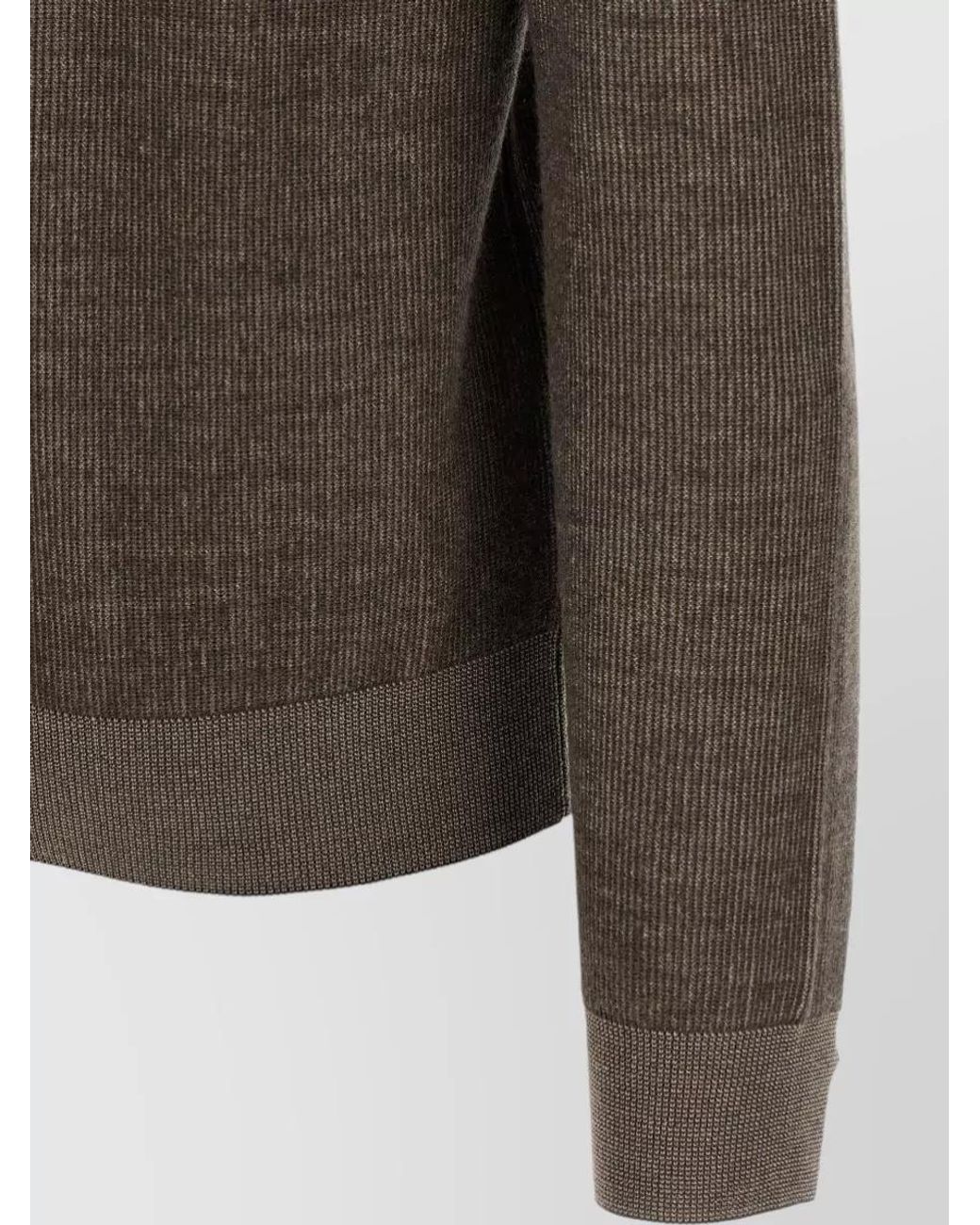 Brioni Brown Cashmere Wool Ribbed Crew Neck Sweater for men