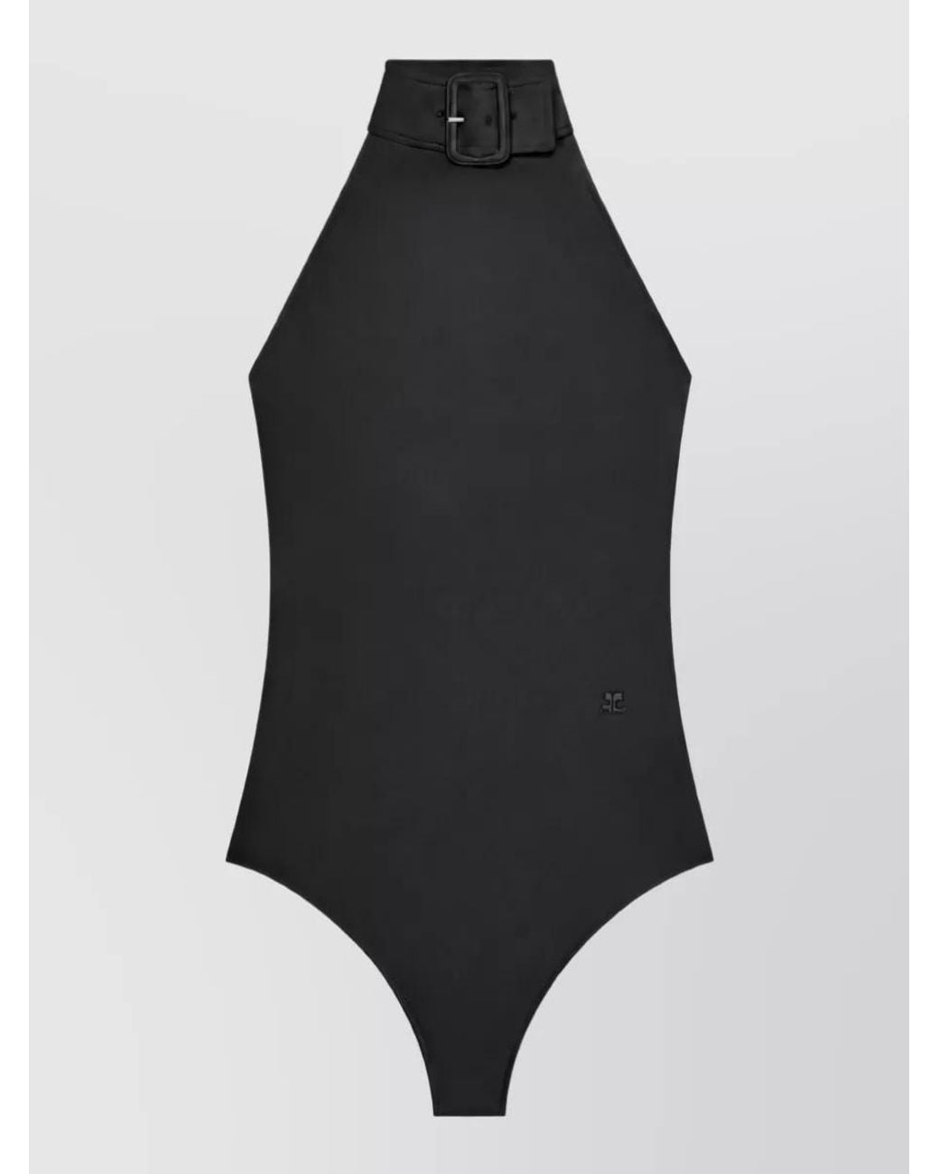 Courreges Black Buckle One-Piece Swimsuit