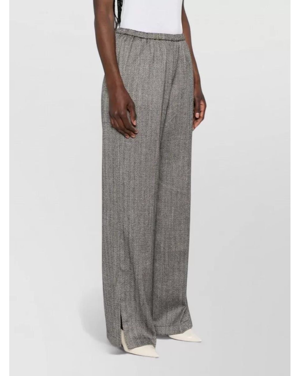 Forte_forte Gray Herringbone Wide-Leg Trousers