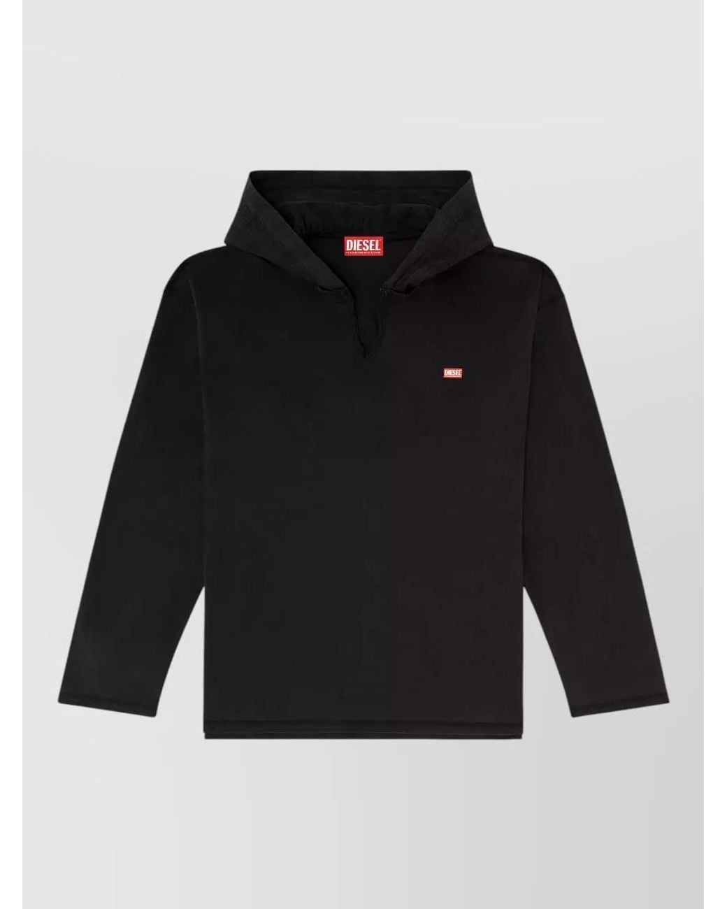 DIESEL Black Long Sleeve T-Shirt Shirt Check Hood for men