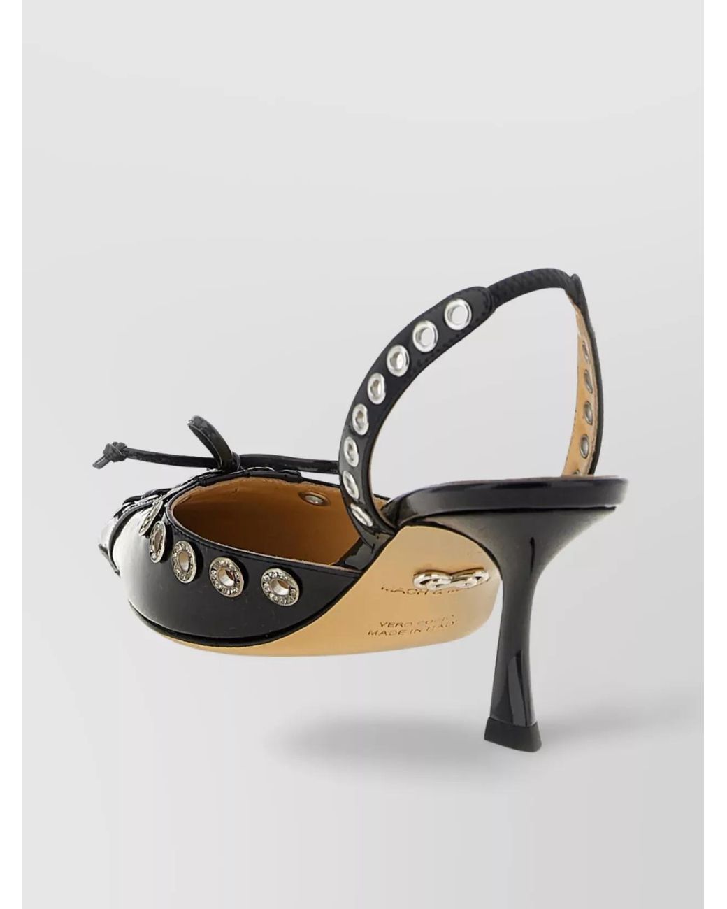Mach & Mach Metallic Leather Crystal-Embellished Slingback Pumps
