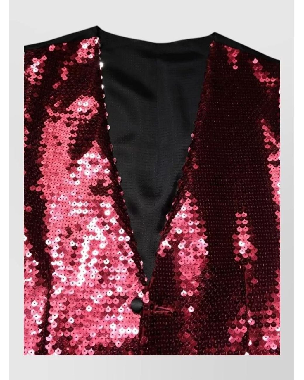 Dolce & Gabbana Red Sequined V-Neck Waistcoat for men