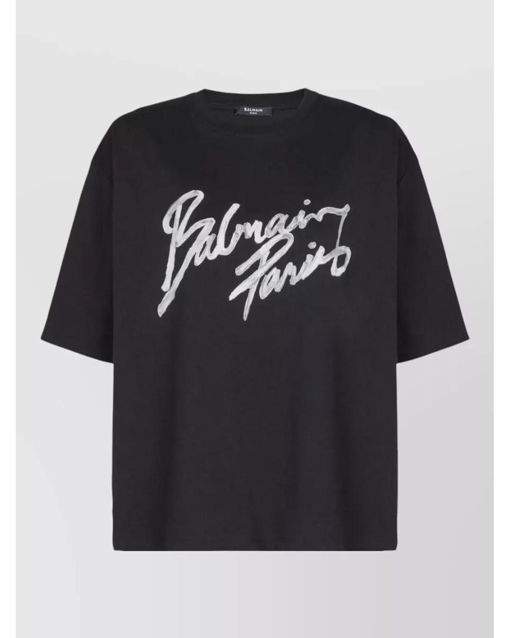 Balmain Black Cotton Logo Print Short Sleeve T-Shirt