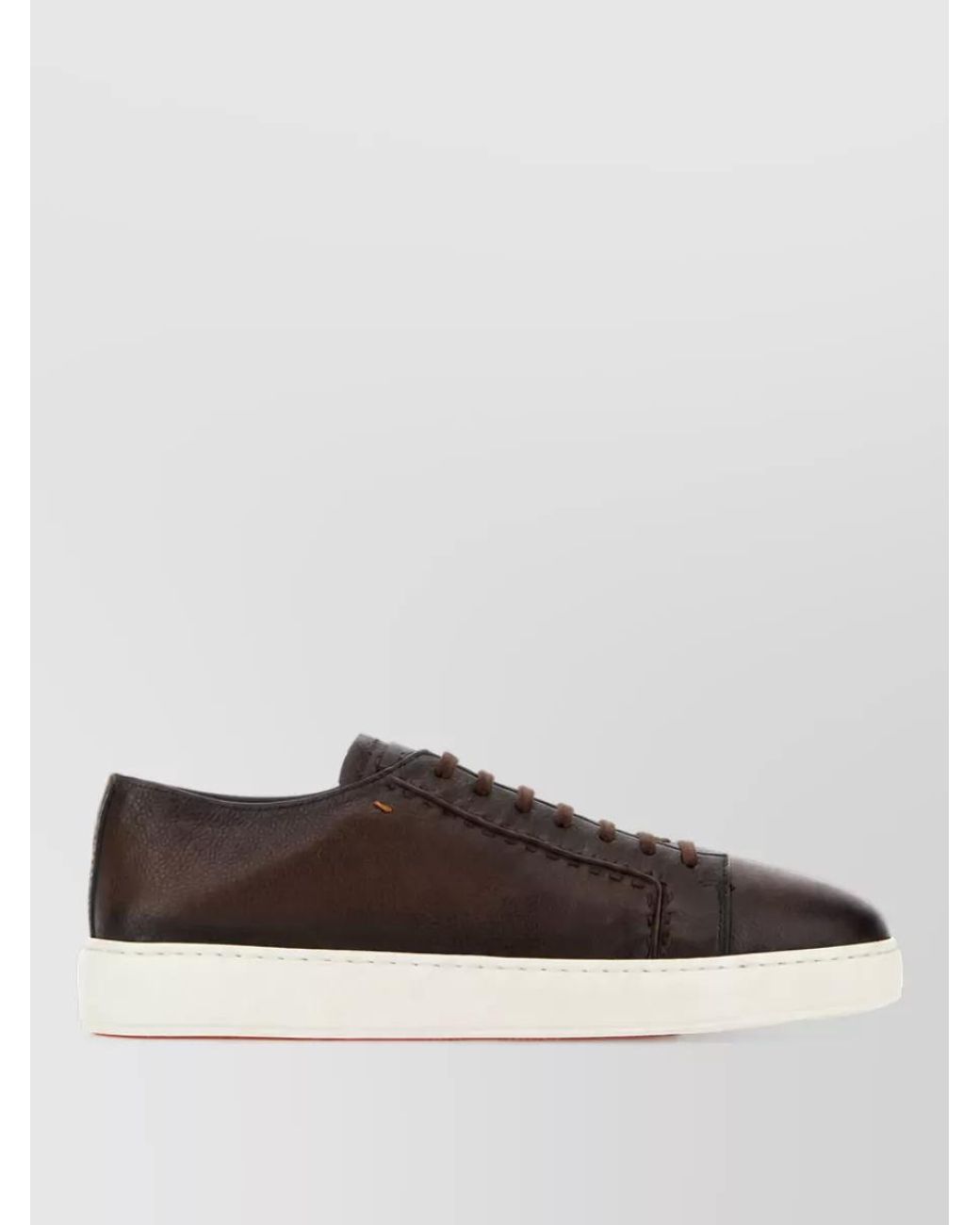 Santoni Brown Leather Lace-Up Sneakers for men