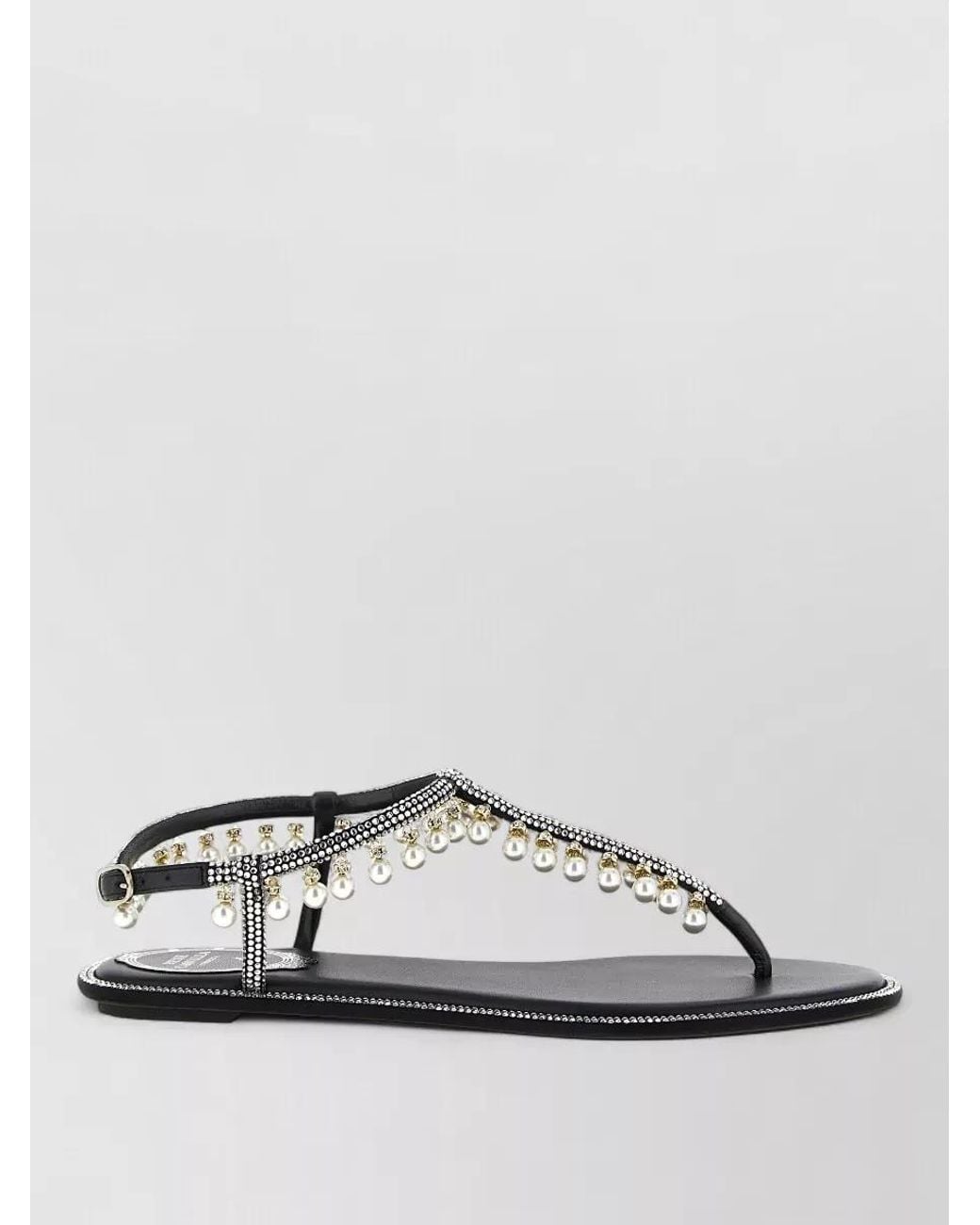 Rene Caovilla Multicolor Silk Satin Crystal Embellished Flat Sandals