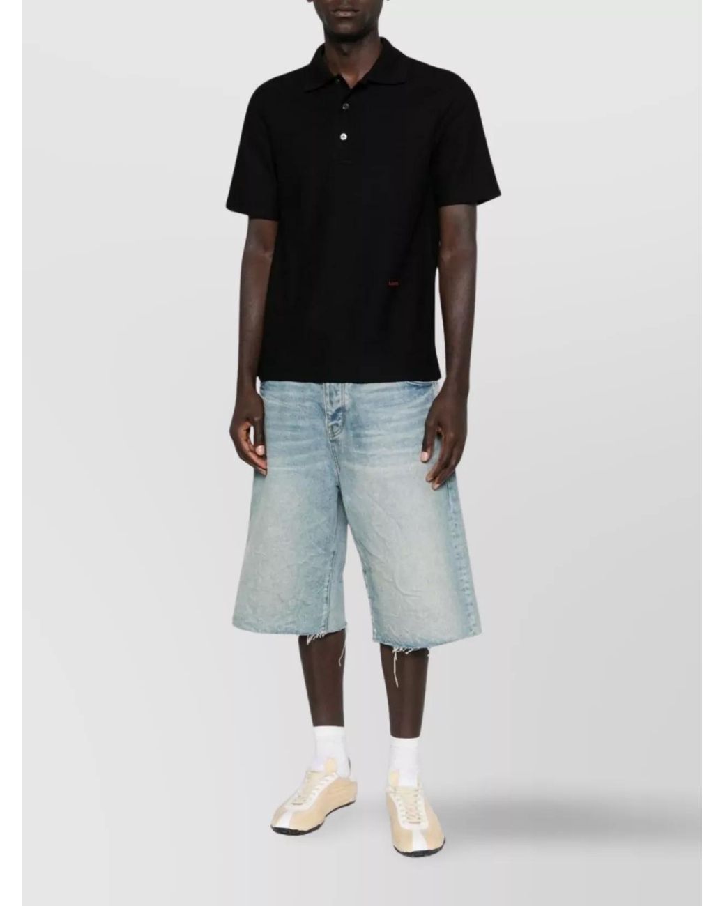 Lanvin Black Cotton Short-Sleeve Polo Shirt for men