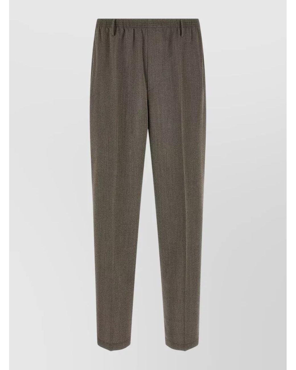 Cellar Door Gray Virgin Wool Tapered Wide-Leg Trousers for men