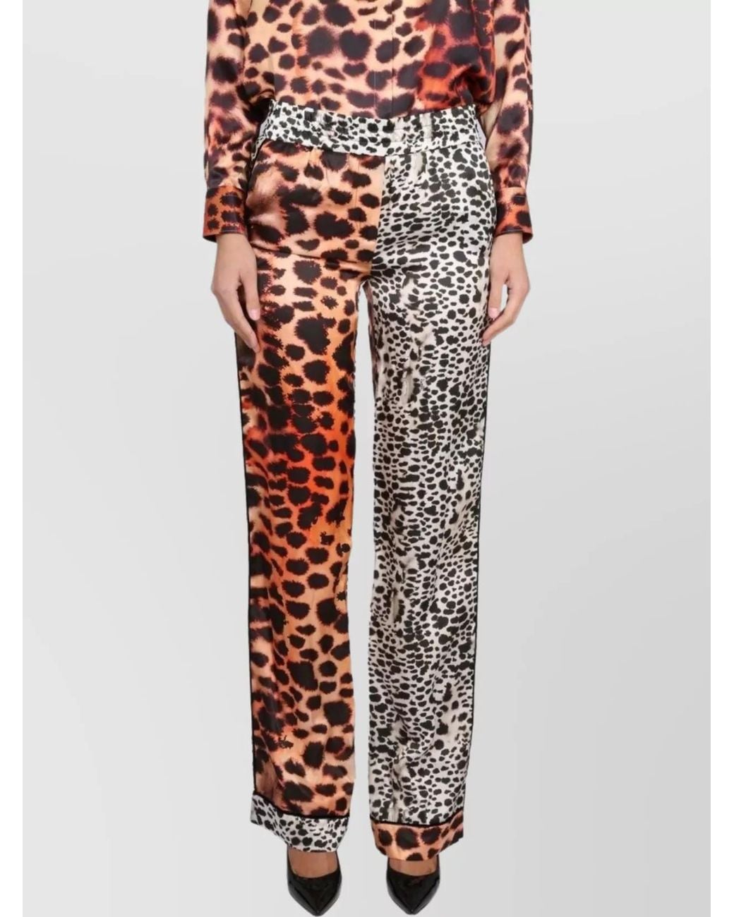 Roberto Cavalli Multicolor Silk Viscose Printed Wide-Leg Trousers