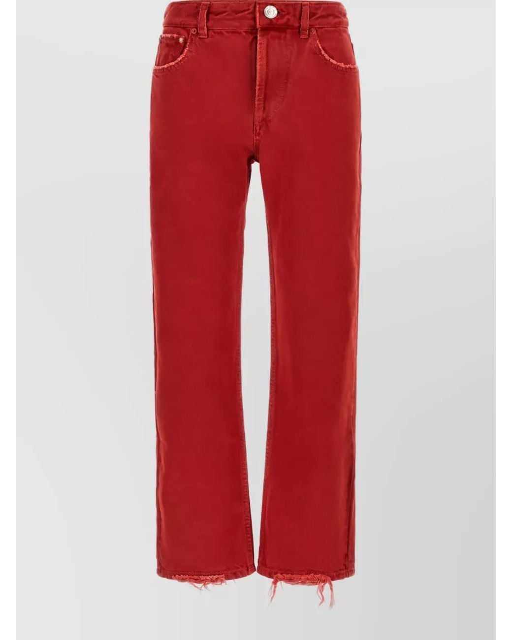 Isabel Marant Red Denim Cropped Straight-Leg Jeans