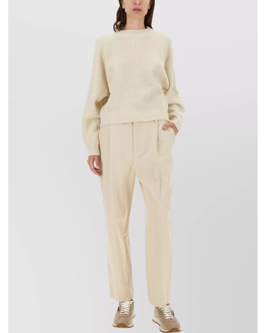 Brunello Cucinelli Natural Cropped Tapered Trousers
