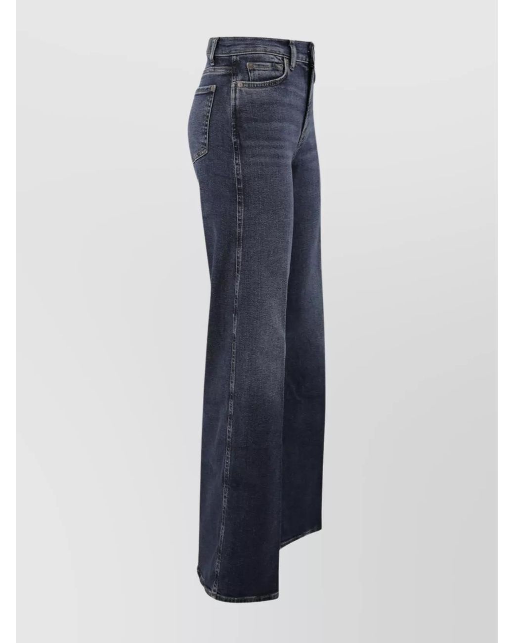 7 For All Mankind Blue Denim High-Rise Wide-Leg Jeans