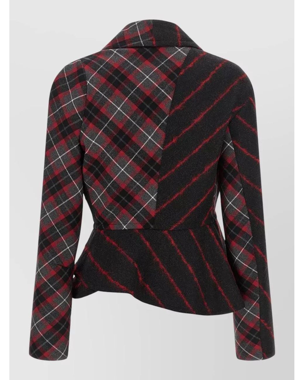 Vivienne Westwood Black Virgin Wool Asymmetric Tartan Blazer