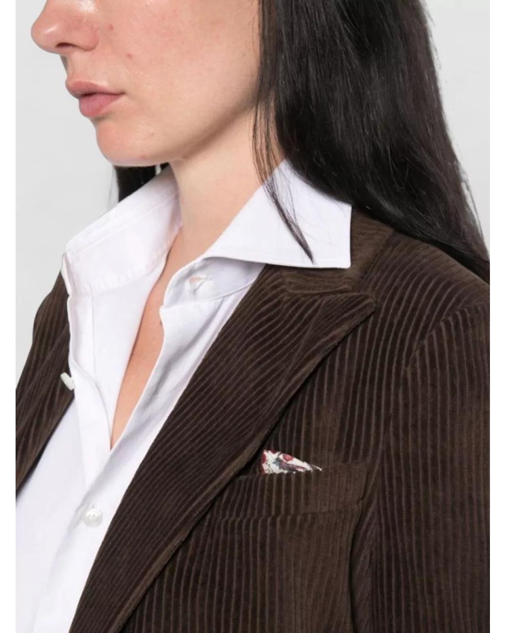 Circolo 1901 Brown Corduroy Double-Breasted Suit Jacket