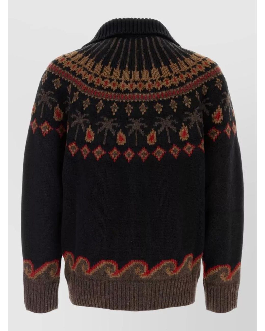 Alanui Black Embroidered Virgin Wool Cardigan for men