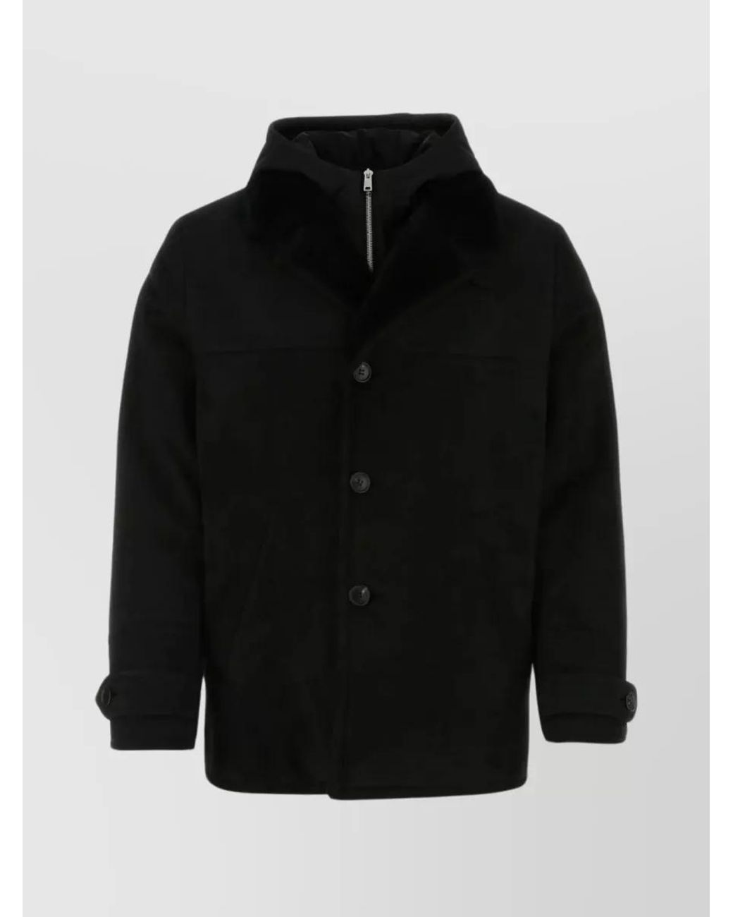 Prada Black Shearling Hooded Bomber Jacket for men