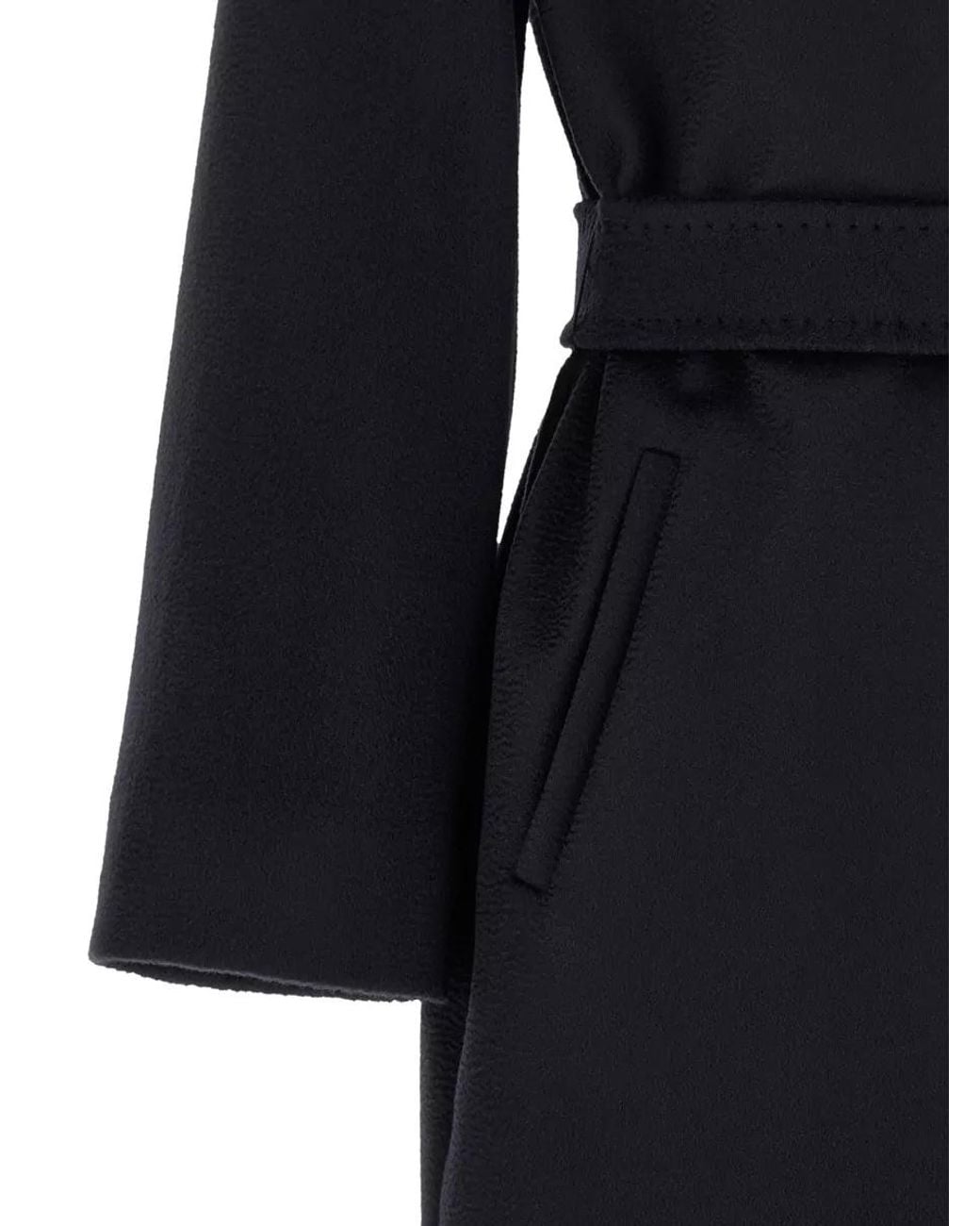 Max Mara Blue Wool Hooded Belted Coat