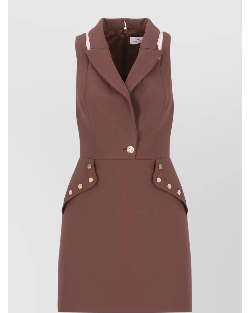 Elisabetta Franchi Brown Sleeveless V-Neck Mini Dress