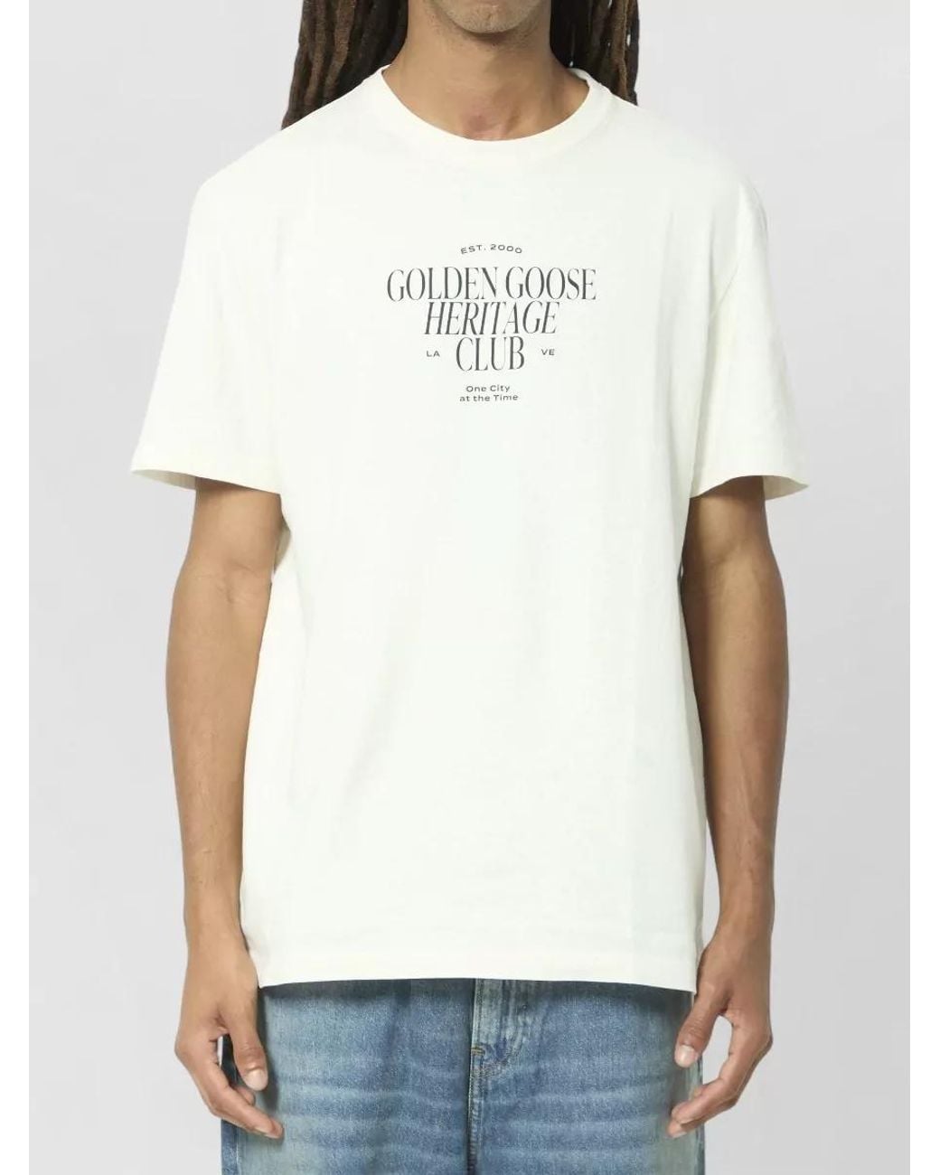 Golden Goose Deluxe Brand White Cotton Logo-Print Short-Sleeve T-Shirt for men