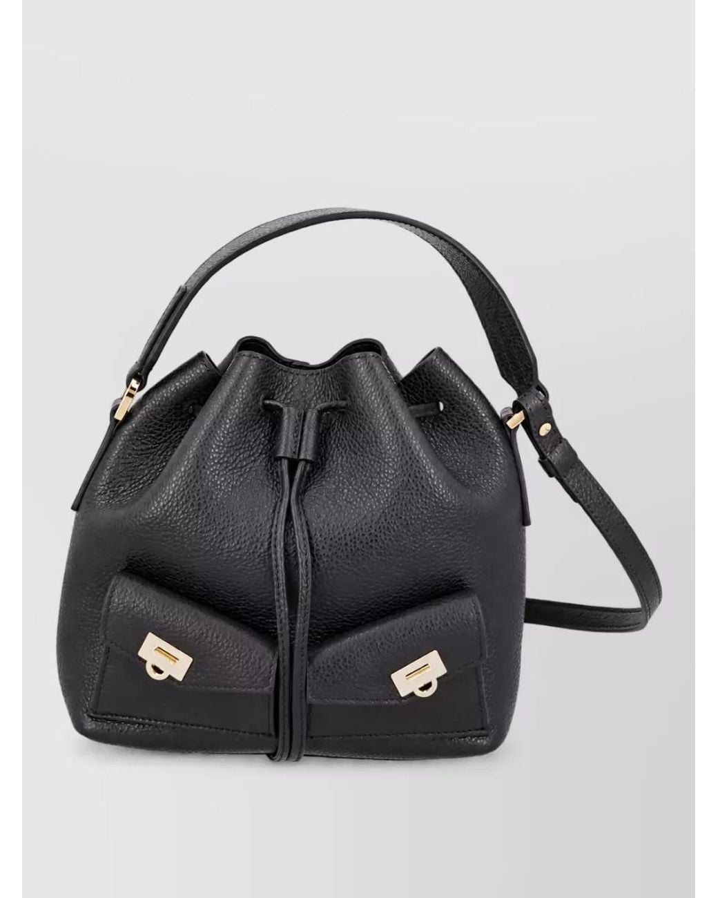 Ferragamo Black Calf Leather Bucket Bag