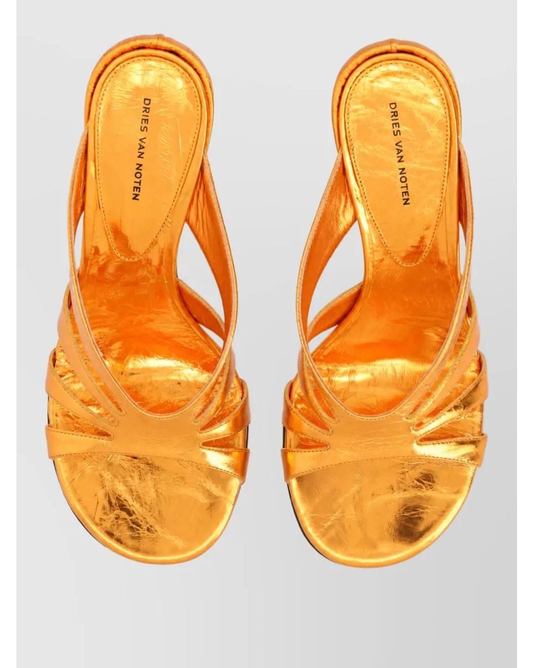 Dries Van Noten Orange Leather Mules