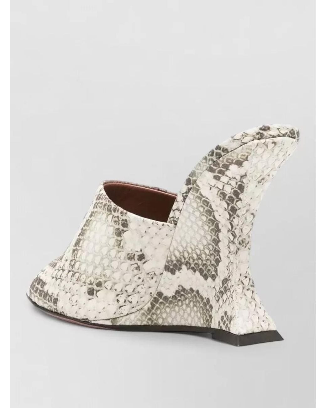 Paris Texas Python Print Wedge Heel Open Toe Mules in White | Lyst UK