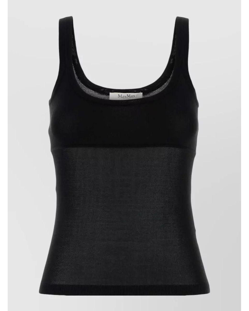 Max Mara Black Viscose Sleeveless Ribbed Tank Top