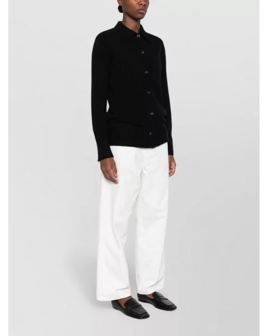 Totême  Black Cashmere Fine-Knit Shirt Jacket