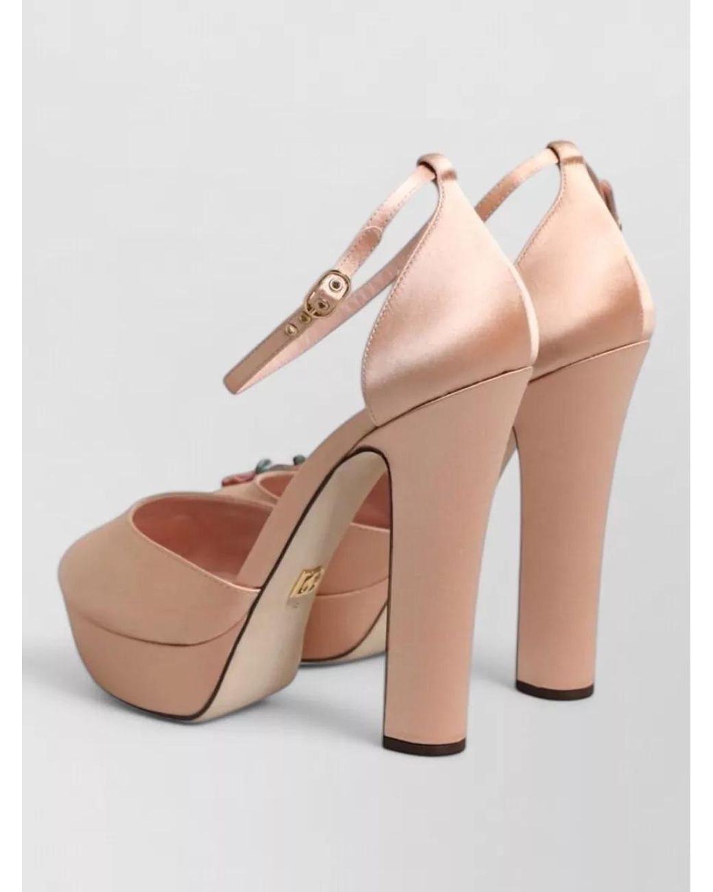 Dolce & Gabbana Pink Satin Platform Ankle Strap Sandals