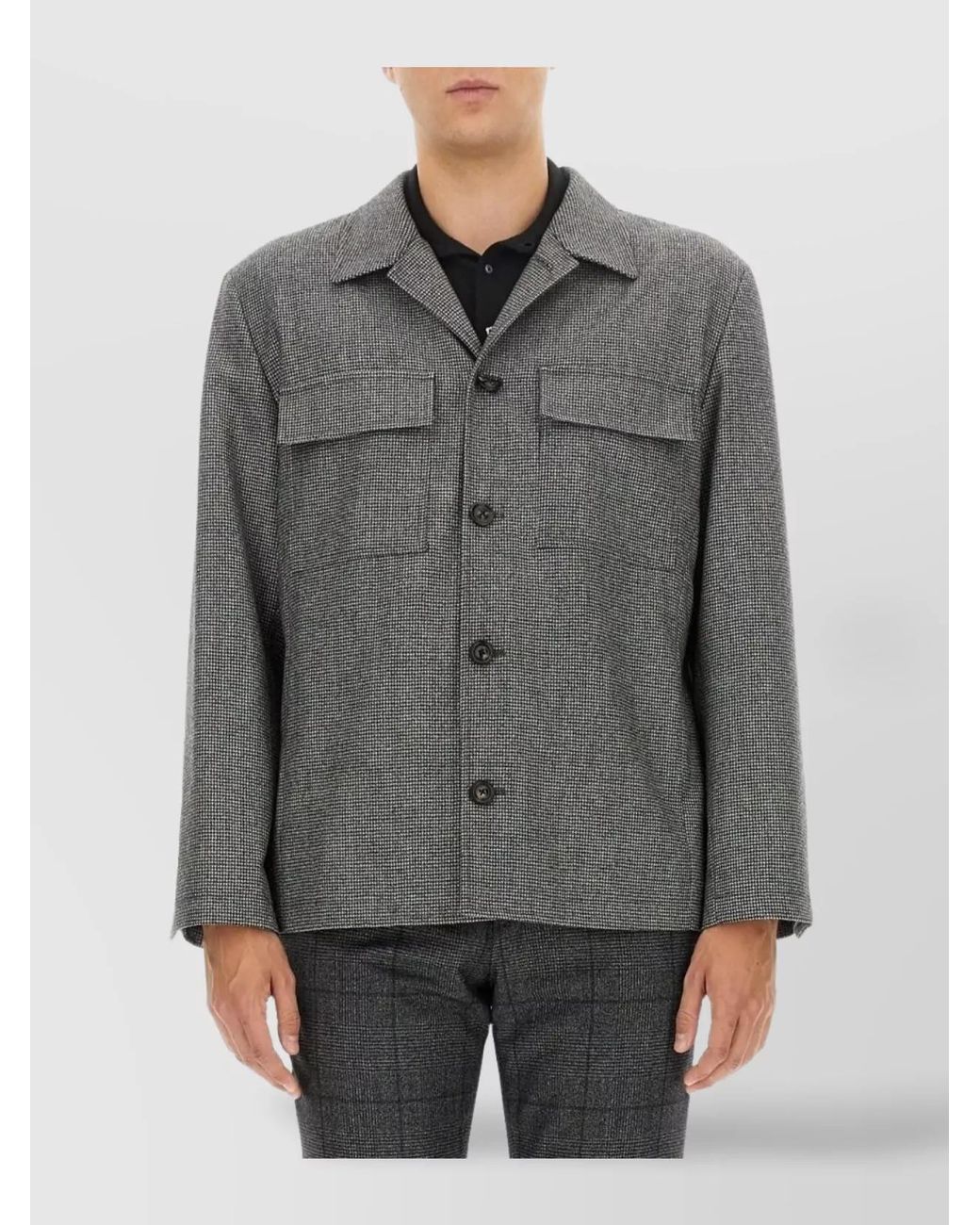 Lardini Gray Wool Shirt Jacket for men