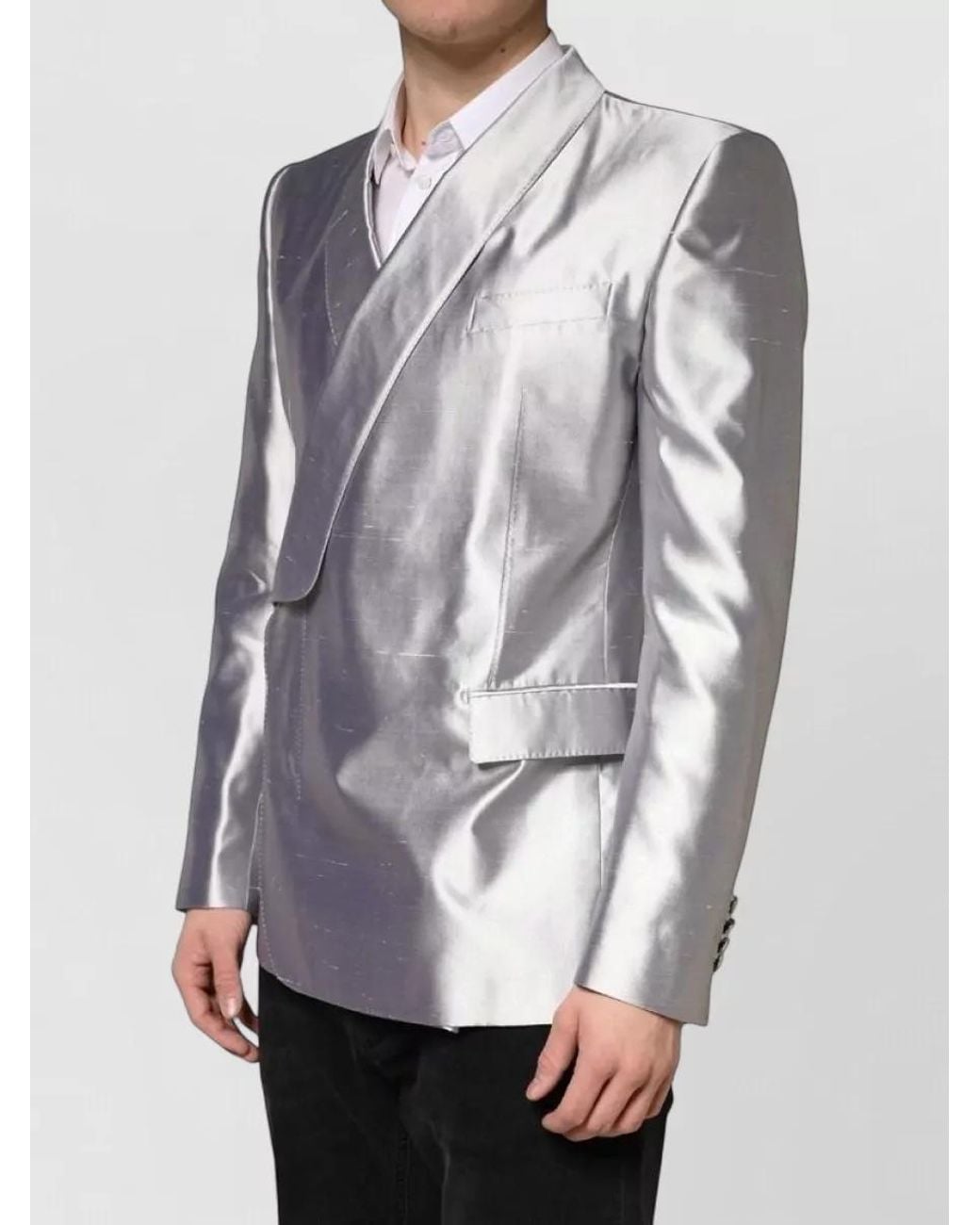 Dolce & Gabbana Black Silk Double Breasted Blazer for men