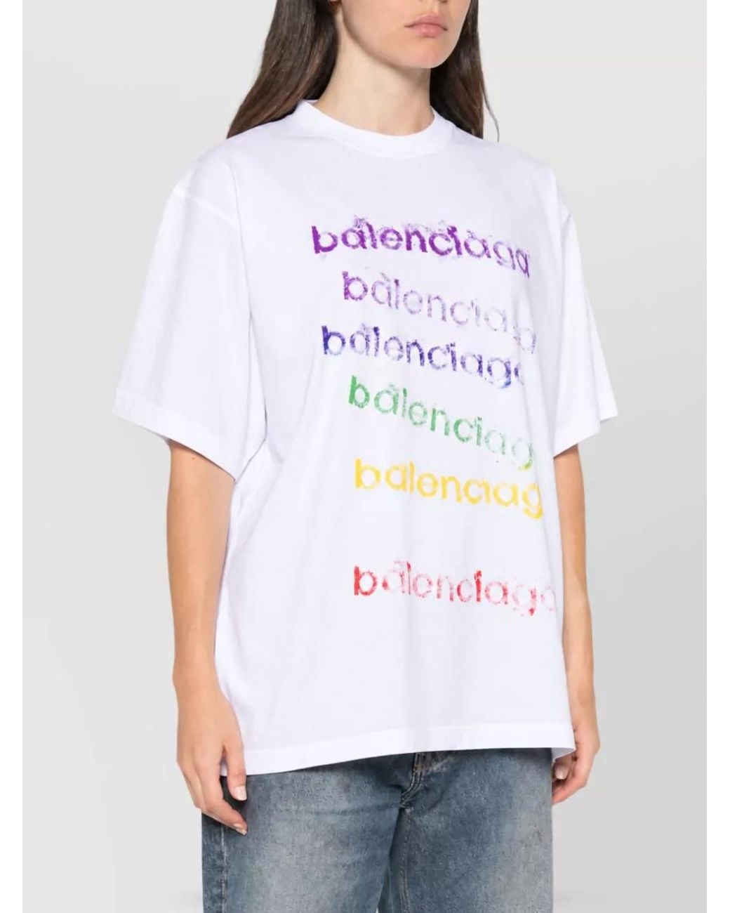Balenciaga White Silk Short-Sleeve T-Shirt