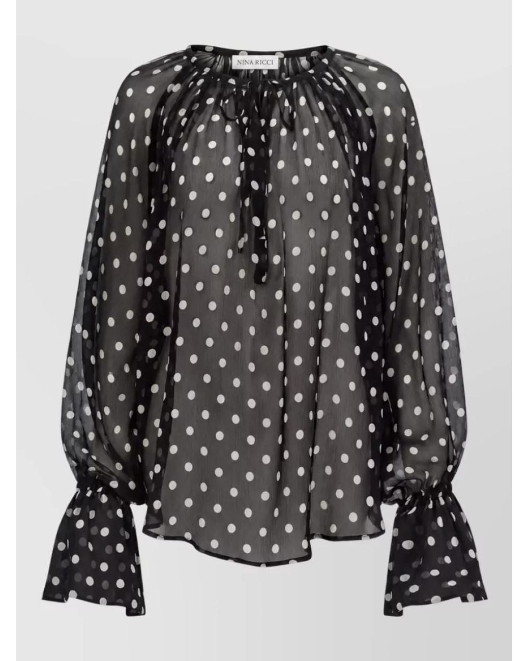 Nina Ricci Black Silk Long-Sleeve Blouse
