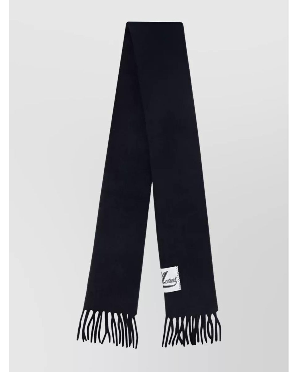 Marni Blue Alpaca-Blend Fringed Scarf