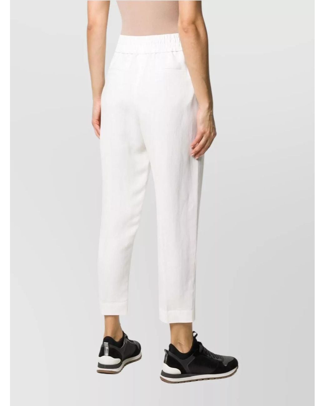 Brunello Cucinelli White Cropped Tapered Trousers