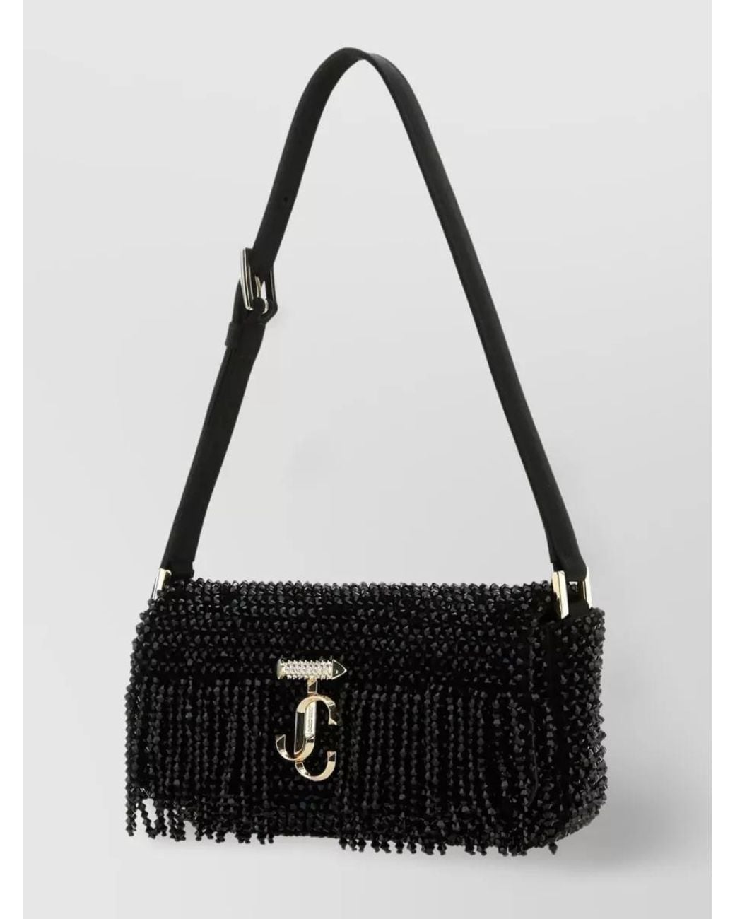 Jimmy Choo Black Avenue Mini Satin Shoulder Bag