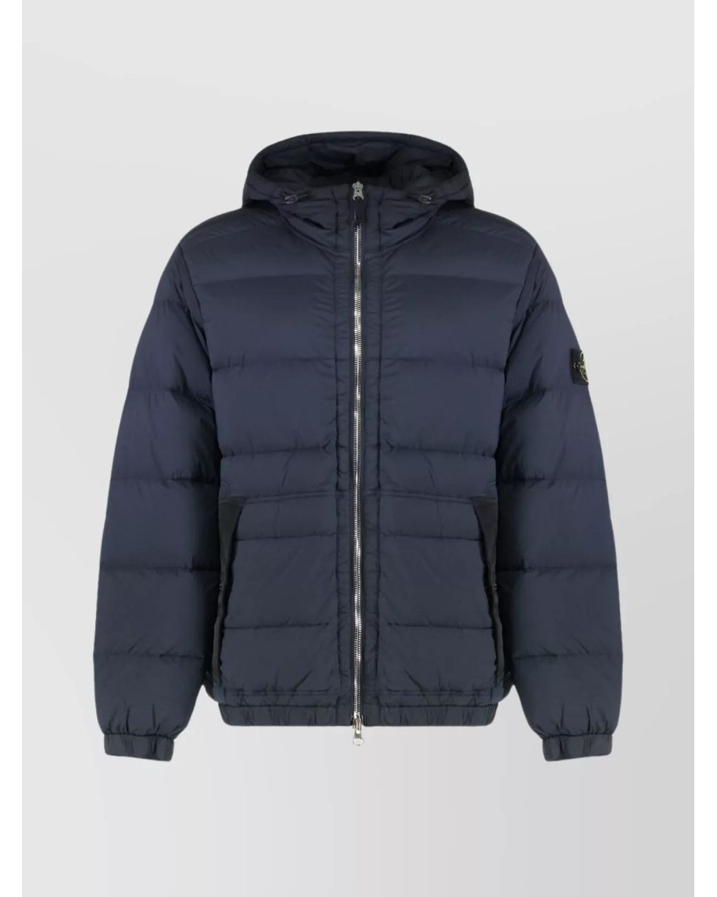 Stone Island Blue Down Hooded Puffer Jacket for men