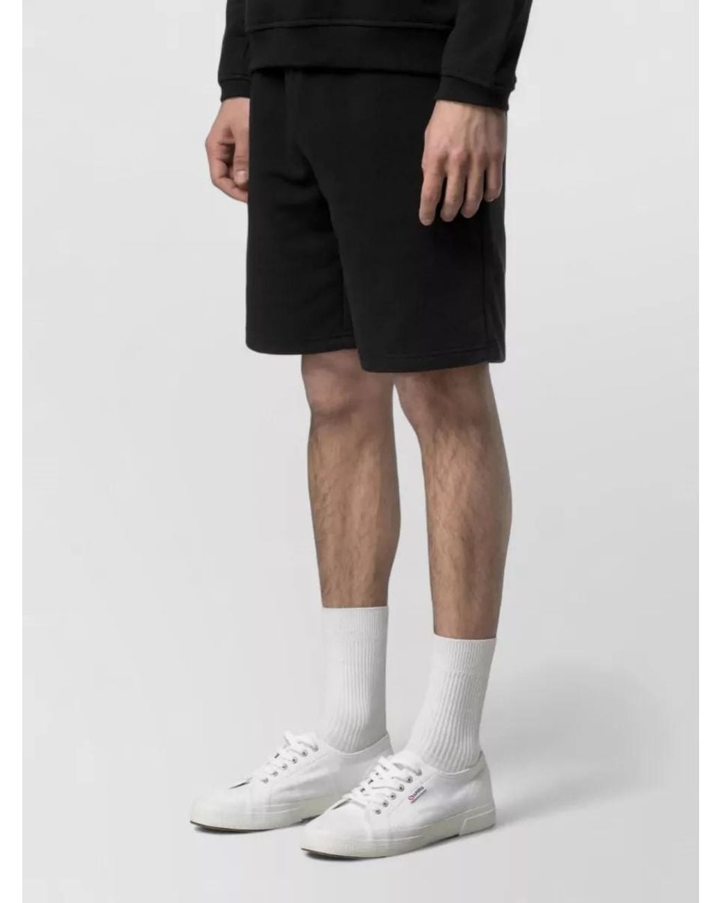 K-Way Black Cotton Deck Shorts for men
