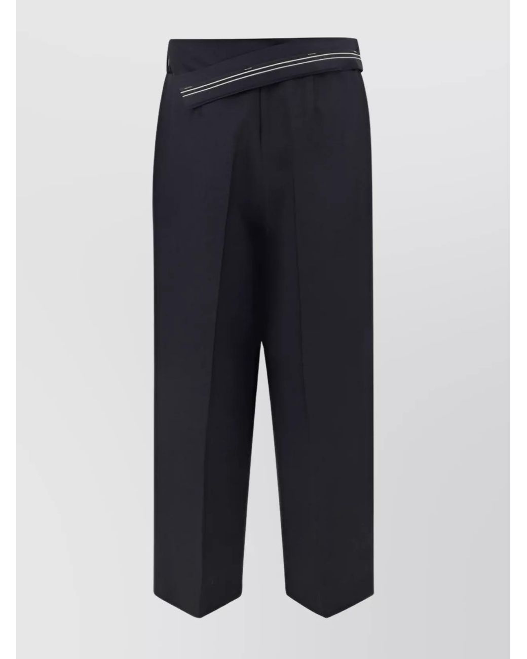 Fendi Blue Mohair Wool Asymmetric Waist Tapered Trousers