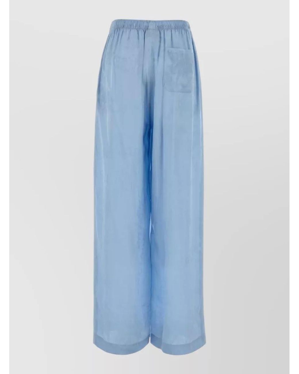 Balenciaga Blue Silk Wide-Leg Trousers