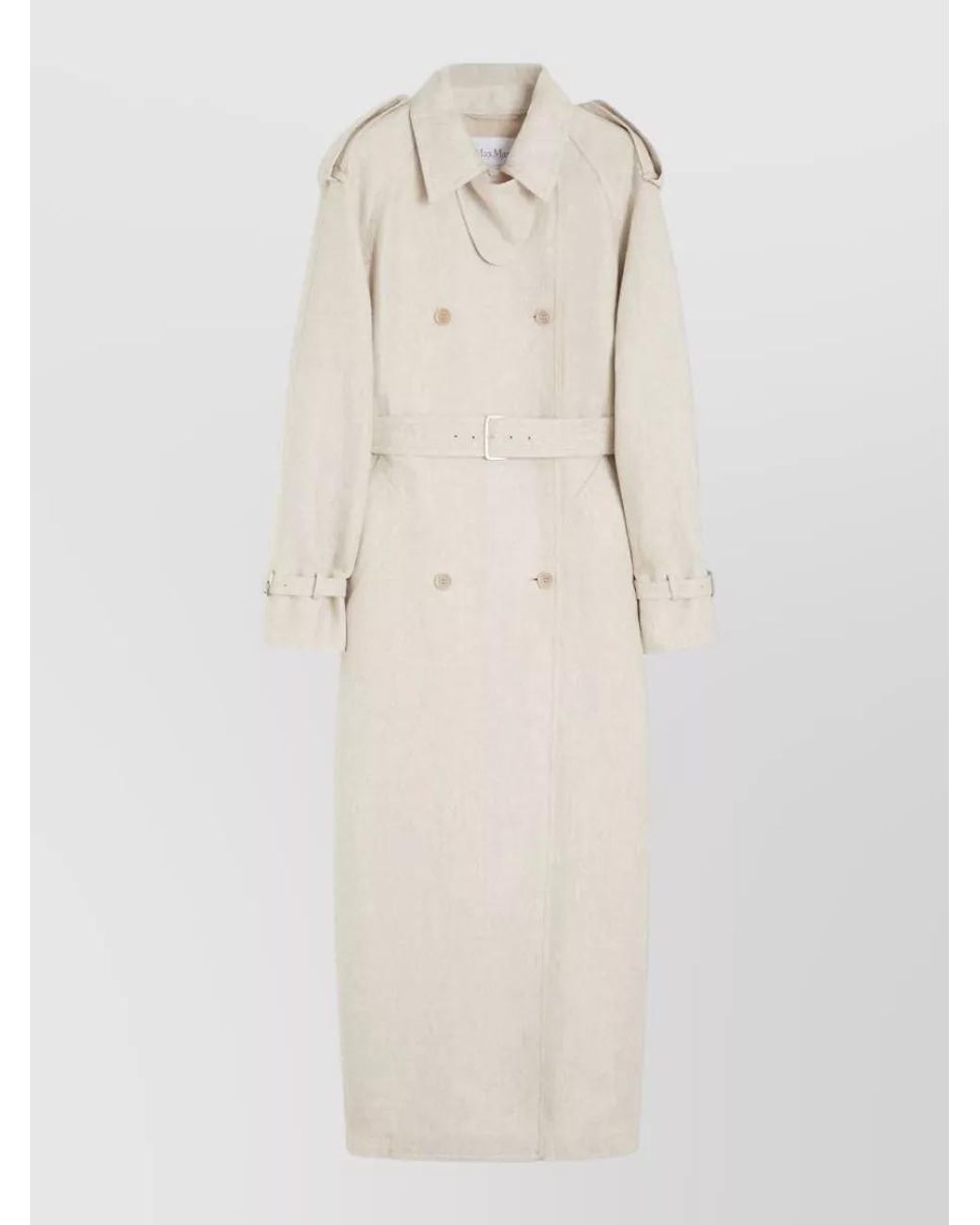 Max Mara Natural Linen Double-Breasted Belted Trench Coat