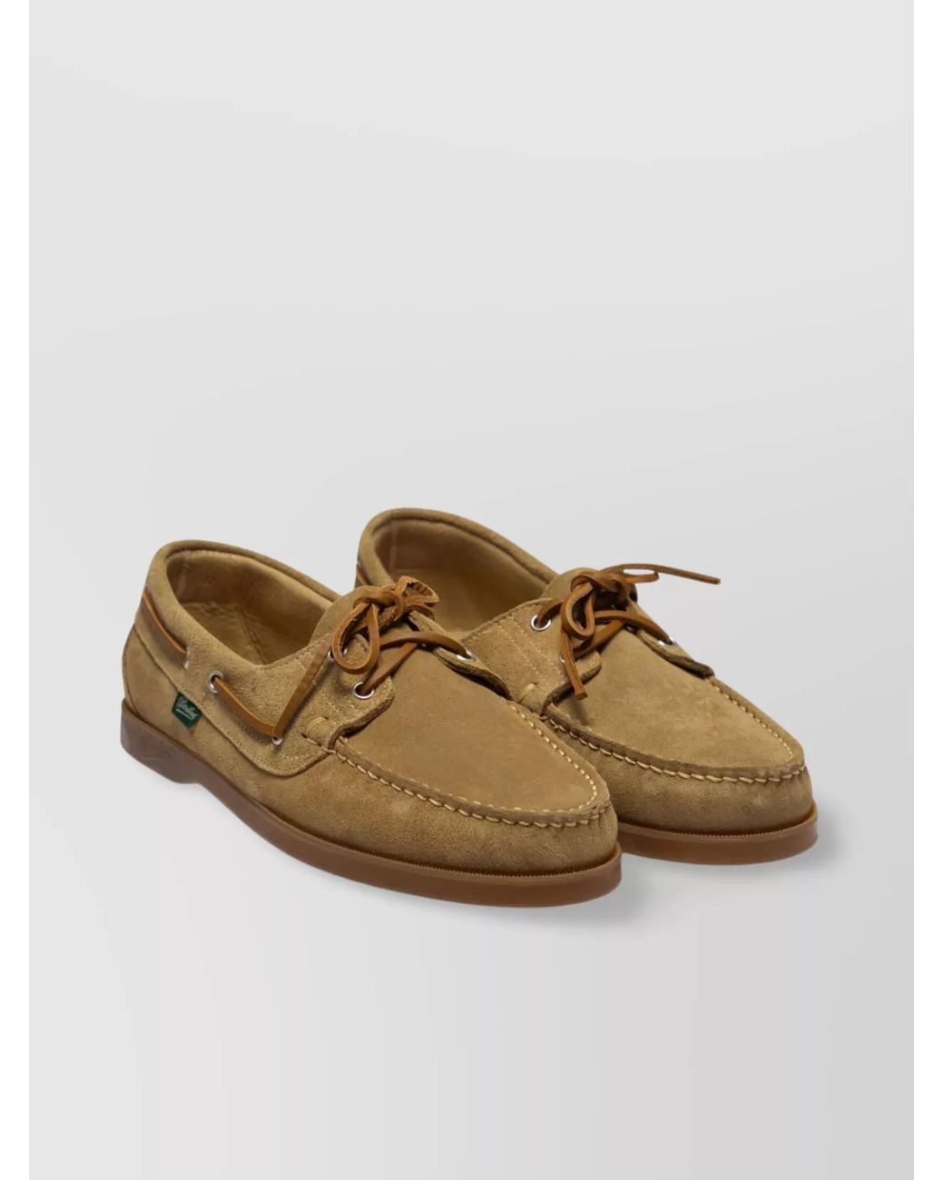 Paraboot Brown Loafers Rubber Sole Stitch Detailing Suede Finish for men