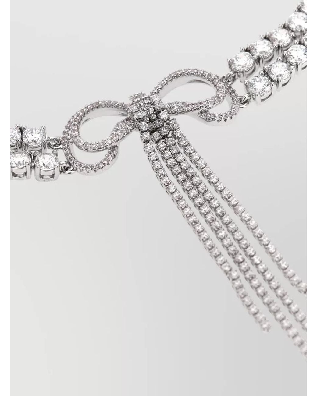 Self-Portrait White Crystal Bow Choker Necklace