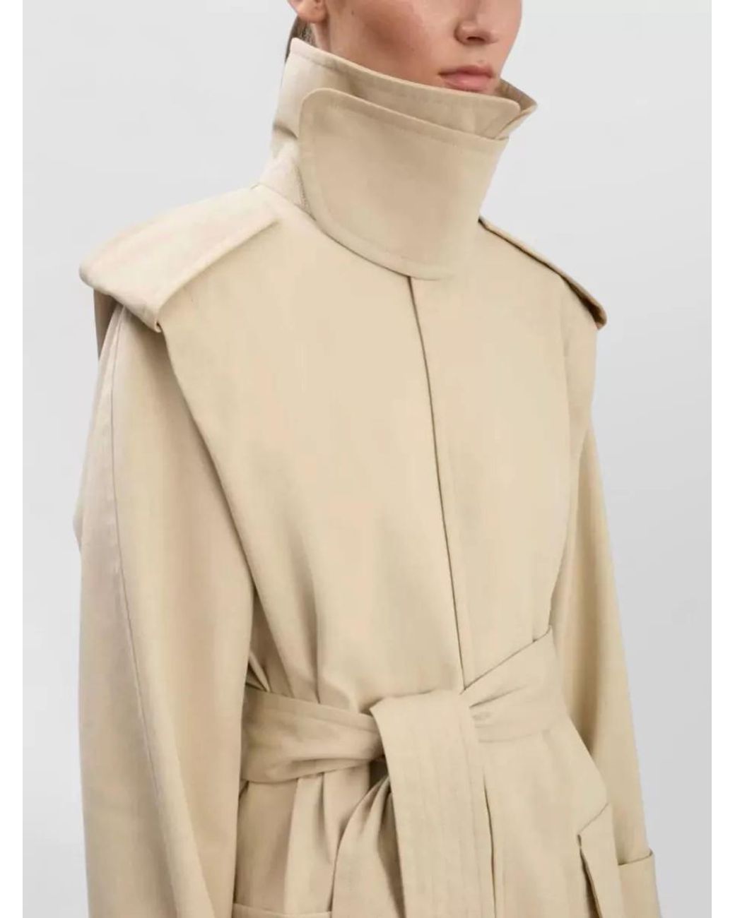 Victoria Beckham Natural Cotton Belted Trench Coat