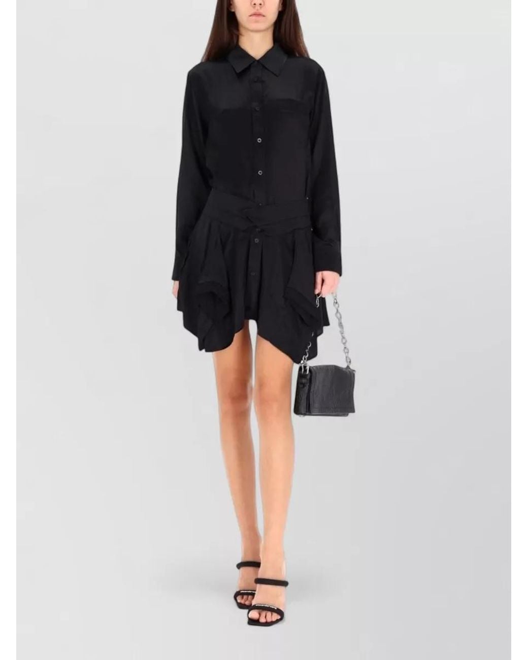 Alexander Wang Black Silk Mini Shirt Dress