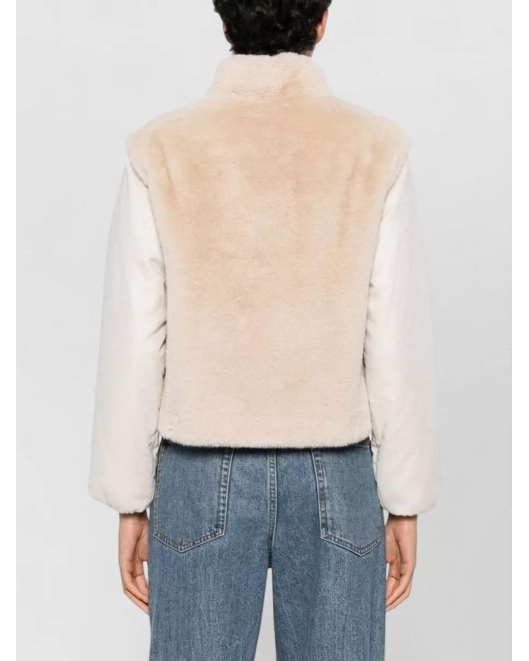 Herno White Faux Fur High Neck Short Coat