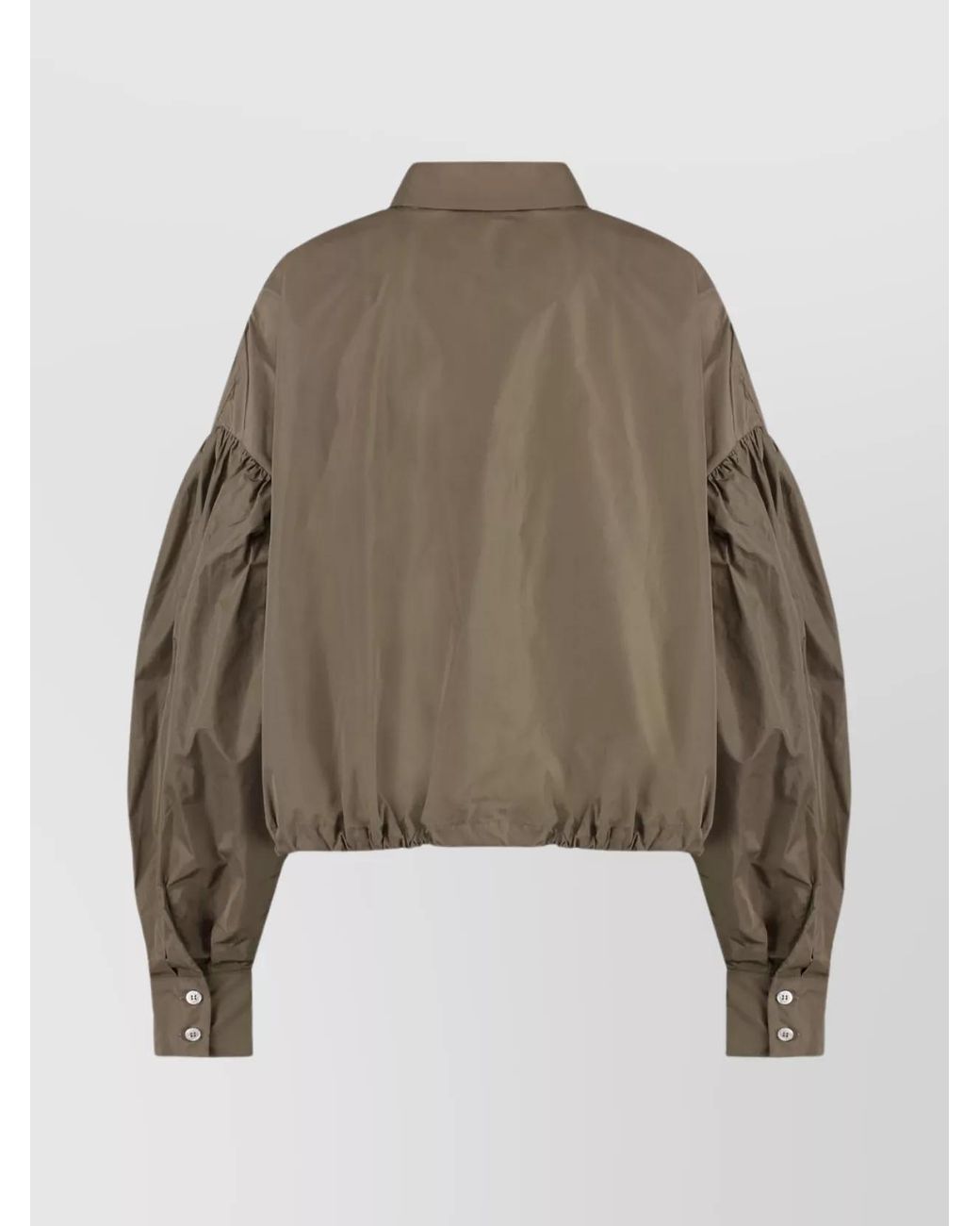 MSGM Brown Taffeta Balloon Sleeve Shirt