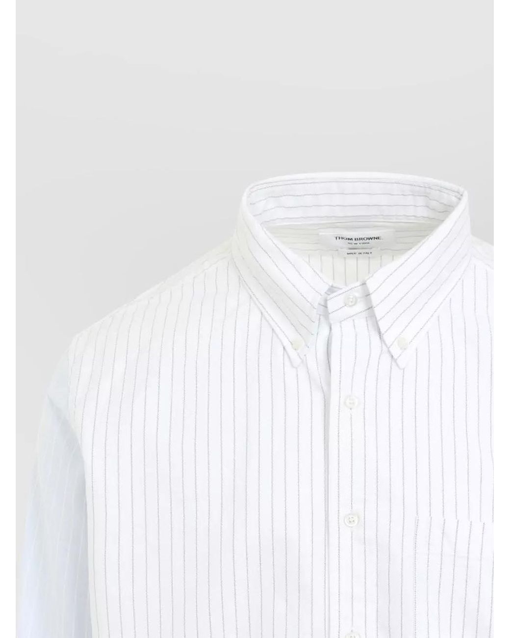 Thom Browne White Striped Cotton Button-Down Shirt for men